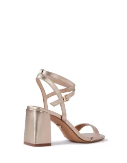 COLETTE Champagne Metallic Leather Block Heel