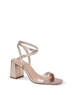 COLETTE Champagne Metallic Leather Block Heel