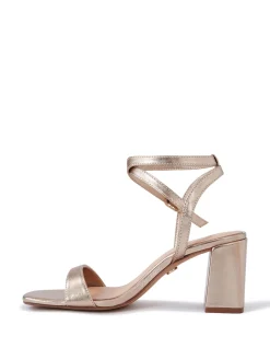 COLETTE Champagne Metallic Leather Block Heel