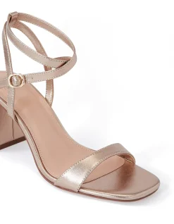 COLETTE Champagne Metallic Leather Block Heel