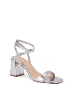 Colette Dark Silver Crease Leather Block Heel