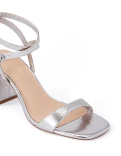 Colette Dark Silver Crease Leather Block Heel