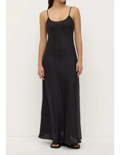 Colette Linen Slip Dress Black