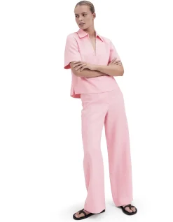 COLLARED LINEN TOP