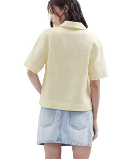 COLLARED LINEN TOP