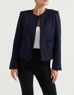 COLLARLESS FRINGED JACKET
