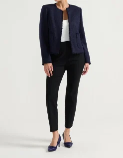 COLLARLESS FRINGED JACKET