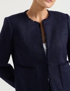 COLLARLESS FRINGED JACKET