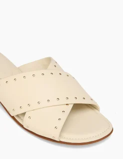CONNIE Vintage Ivory Leather Slide