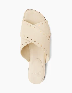 CONNIE Vintage Ivory Leather Slide