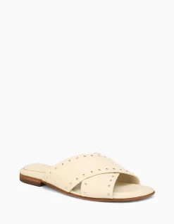 CONNIE Vintage Ivory Leather Slide