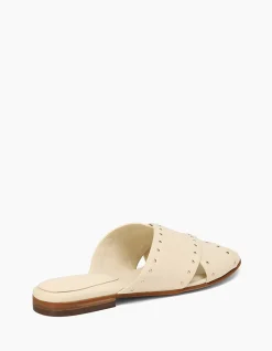 CONNIE Vintage Ivory Leather Slide