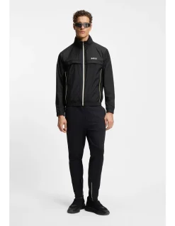 Contrast-piping jacket with water-repellent finish