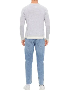 Contrast Pipping Crew Neck Short Sleeve Sweater