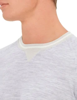 Contrast Pipping Crew Neck Short Sleeve Sweater