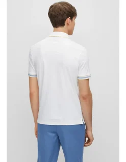 Contrast-tipping polo shirt in interlock cotton