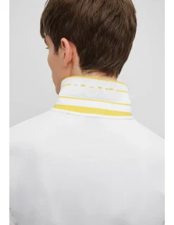 Contrast-tipping polo shirt in interlock cotton