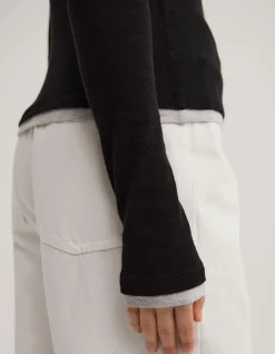 Contrast Trim Long Sleeve Top