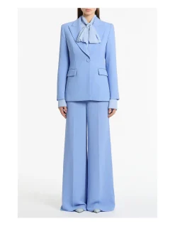 CORNFLOWER CREPE LONG LINE JACKET