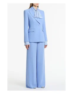 CORNFLOWER CREPE LONG LINE JACKET
