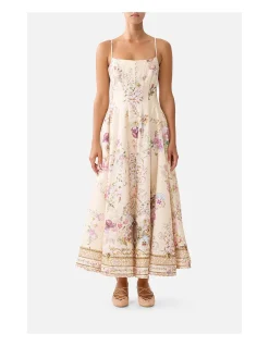 CORSET DRESS WITH LONG FLARED SKIRT