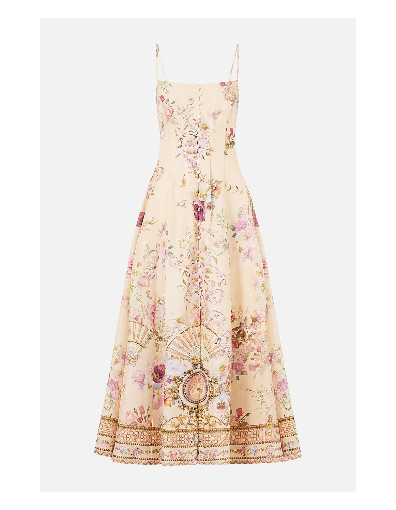 CORSET DRESS WITH LONG FLARED SKIRT