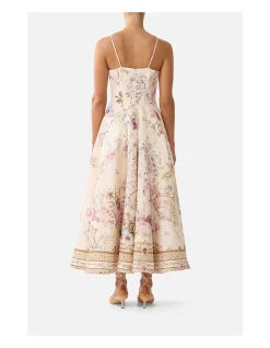 CORSET DRESS WITH LONG FLARED SKIRT