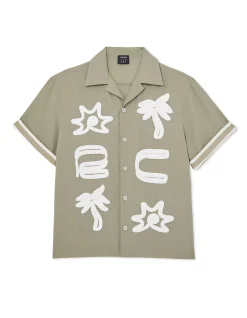 CORVO S EMBROIDERED MOTIF CUBAN SHIRT