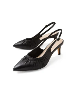 Cossette Ruched Leather Slingback Pumps