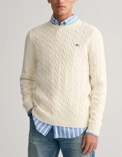 Cotton Cable Knit Crew Neck