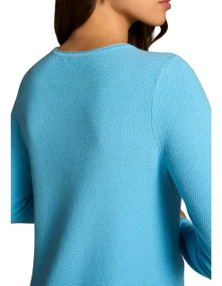 Cotton Mix Stitch Jumper - Radiant Blue