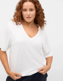 COTTON V NECK RELAXED TEE