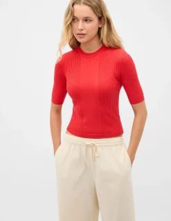 COTTON BLEND RIB KNIT TOP