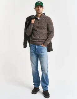 Cotton Cable Knit Half-Zip Sweater