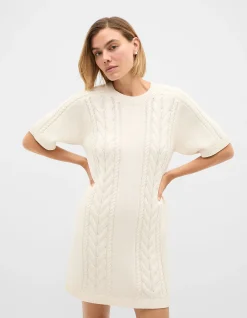 COTTON CABLE KNIT MINI DRESS