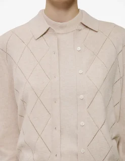 Cotton Cashmere Pointelle Cardigan