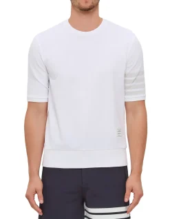 Cotton Jersey 4 Bar Rib Cuff Short Sleeve T Shirt