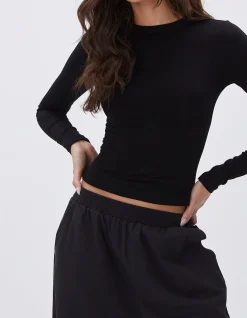 Cotton Stretch Fitted Long Sleeve Top