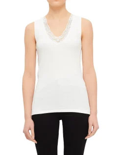 Cotton Wool Vest W/Lace