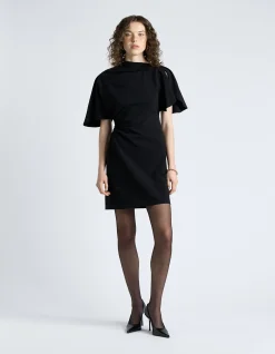 CREPE DRAPED NECK MINI DRESS
