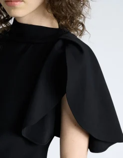 CREPE DRAPED NECK MINI DRESS