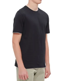 Crew Neck T-Shirt with Piping
