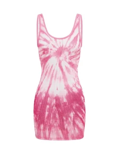 Crimped Tie-Dye Mini Dress