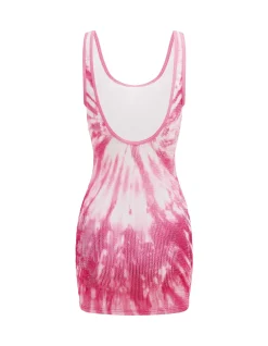 Crimped Tie-Dye Mini Dress