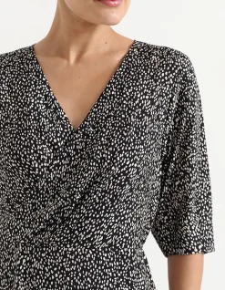 CROSS FRONT HALF SLEEVE DRESS