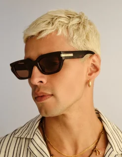CUBITO + TORT D-FRAME BROWN MONO SUNGLASSES