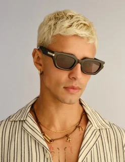 CUBITO + TORT D-FRAME BROWN MONO SUNGLASSES