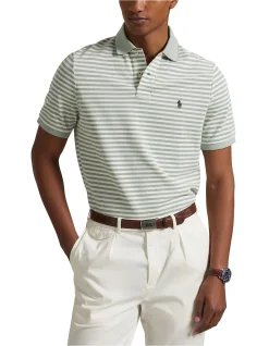 Custom Slim Fit Striped Mesh Polo Shirt