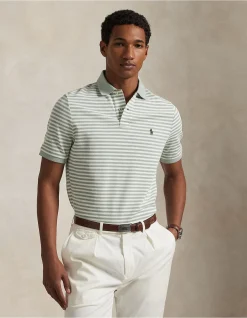 Custom Slim Fit Striped Mesh Polo Shirt