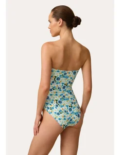 Daisy Spliced Frill Bandeau One Piece Swimsuit